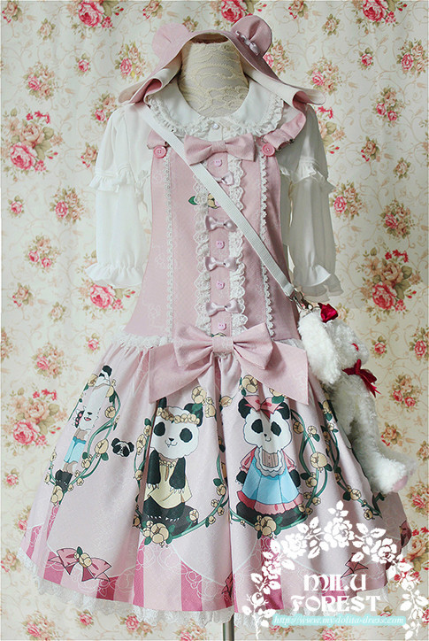 my-lolita-dress:#LolitaUpdate: How about this [-♡-Panda Printed Salopette-♡-] with [-❤-Panda Ears Ho