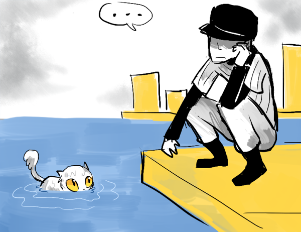w1tchofdoom:  whitepool:  cat meows under plastic water [x]   Oh my god, he is adorable