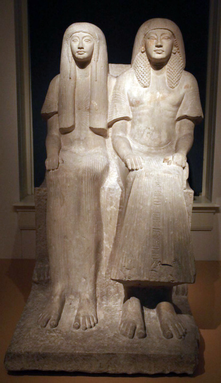 Statue of the prominent late 18th dynasty minister under Tutankhamun.Maya and his wife Merit.Maya he