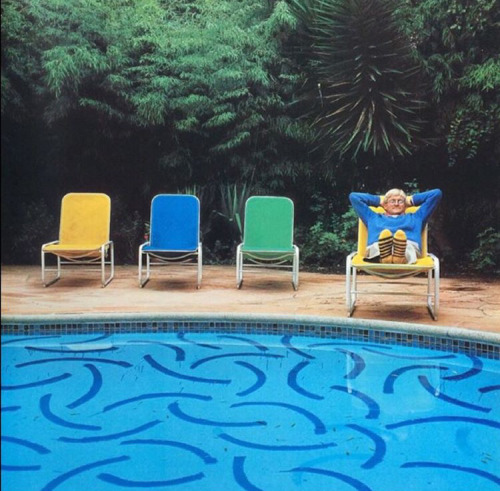 David Hockney by his pool, Architectural Digest Magazine 1983