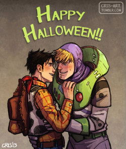 cris-art:  Happy Halloween!! There you go, a Billy and Teddy fan art! Thanks to my friend who suggested them dressing up as Toy Story characters, I loved the idea! I can imagine Billy saying jokingly “there’s a snake in my pants! I hope you like it!