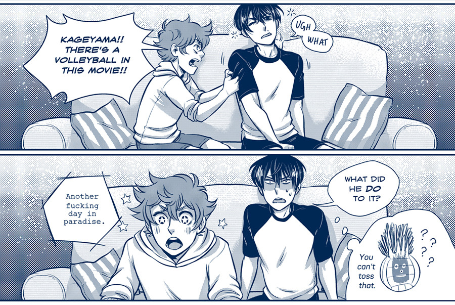 misslucid:  luckyjuicepress:  This is the extra from our kagehina doujinshi, Lost