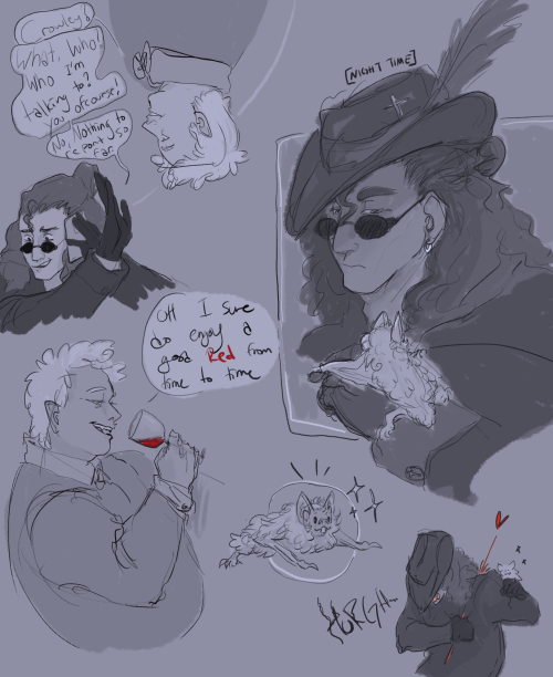 Vampire!Aziraphale with a Van Helsing!Crowley  AU to match. its not halloween no more but the aesthe