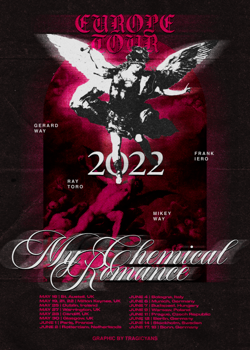 tragicyans:my chemical romance tour posters 2022.SPRING, EUROPE, 2022.my prints | my graphics |