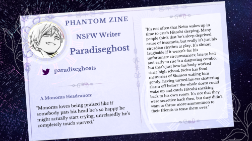 Highlighting and praising one of our amazing NSFW zine writers, @paradiseghosts !!