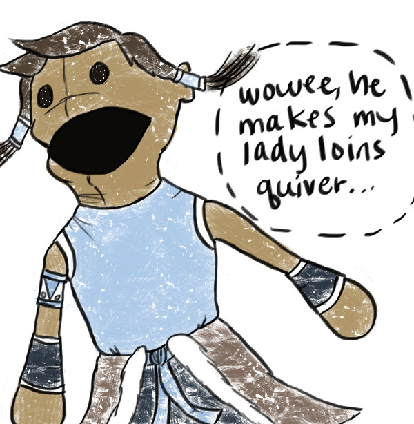 equalistmako:  Caught. (For Old Gregg. You asked for a dorky Makorra drawing, but