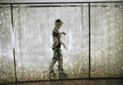 slippier:  ‘Interstitial Space&rsquo; installation from Soo Sunny Park (2000) Using the body measurement of the U.S. male (according to the survey of yr.1999) an Average Joe’s body volume is calculated (which is equal to 2.5 of max. blown 12” clear