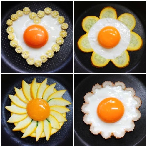 nenrinya:Cute ways to decorate your fried eggs (by akai-salad)