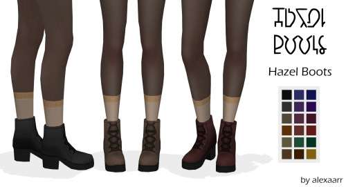 alexaarr: Hazel Boots Some new plateau boots for your simmies! They come in black, brown and some da