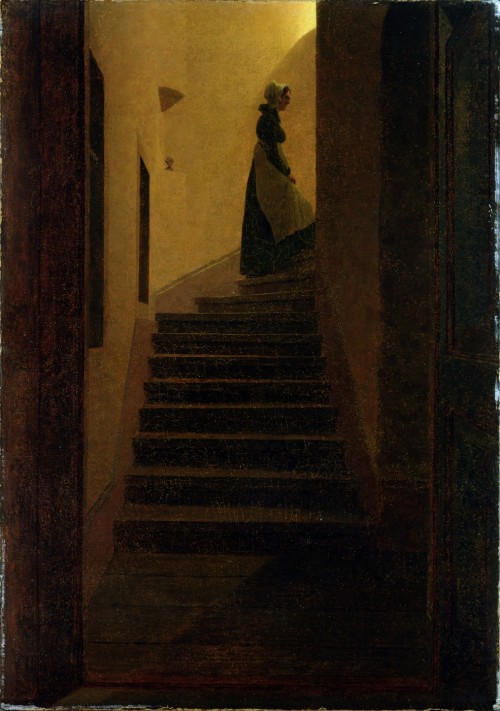 artist-friedrich: Woman on the stairs, 1825, Caspar David Friedrichhttps://www.wikiart.org/en/caspar