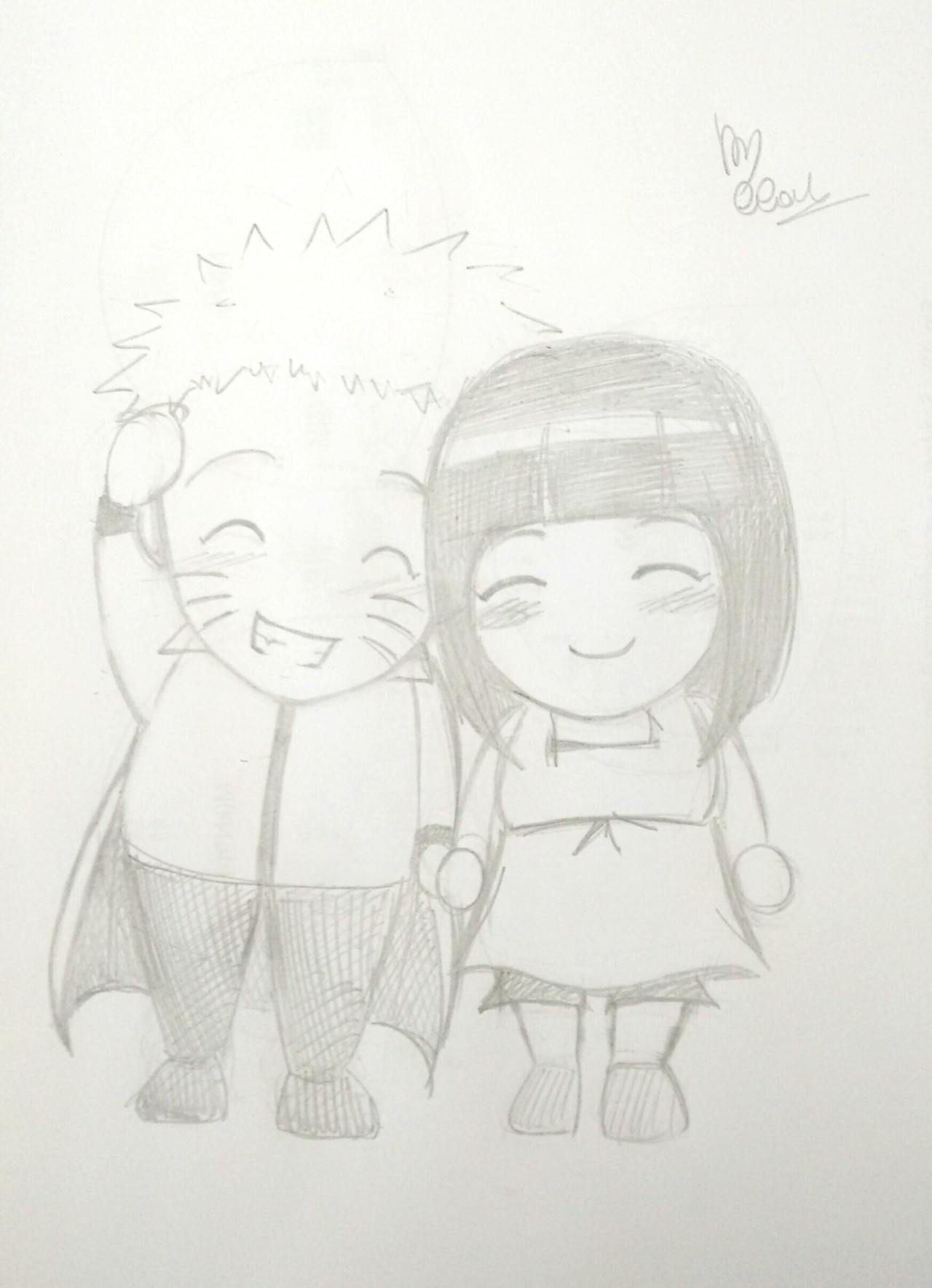 cloude-91:  Chibi Naruhinaaaa!! My first schetch of their chibi version (so damn