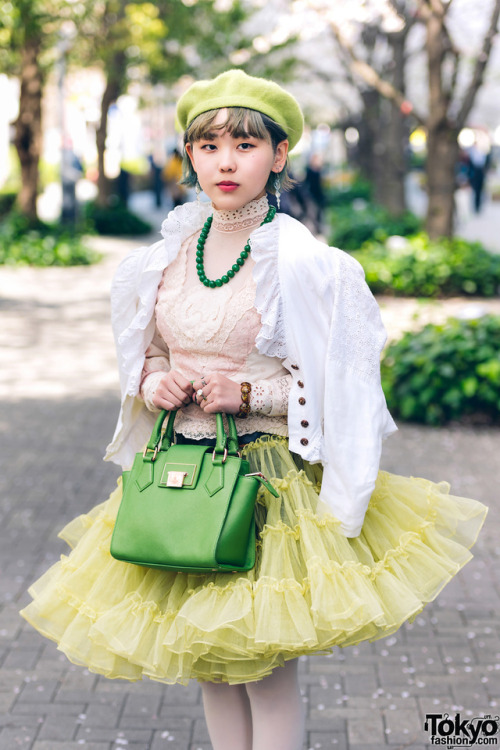 tokyo-fashion: Japanese fashion students Yui and Lina on the street in Tokyo. Yui is wearing a kimon