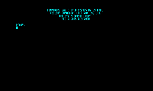 Bil Herd, Commodore 128, ad &amp; start screen, 1985-89. 80-column color video output, 128 kB RAM. S