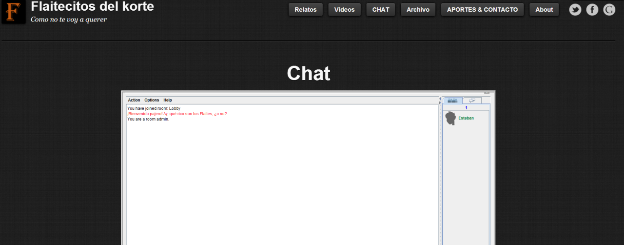 flaitecitos:  NUEVO CHAT!! NUEVO CHAT!! Un Chat terrible nítido. Permite hablar