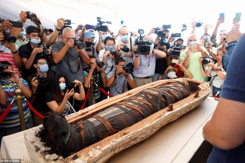 A 2500 years old sarcophagus discovered at the Saqqara archaeological site.The sarcophagus is among 