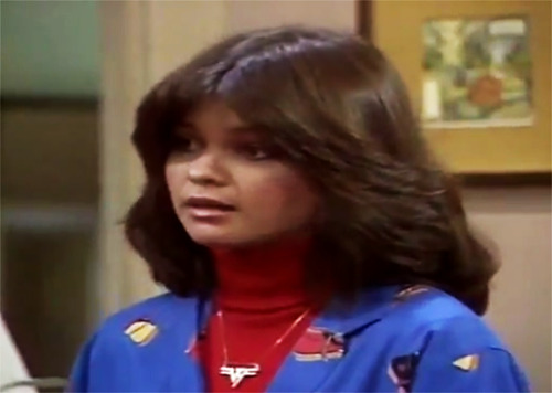 groupiesoutrageously:  Valerie Bertinelli wearing a Van Halen necklace in the One Day at a Time episode “Teacher’s Pet” (1980)