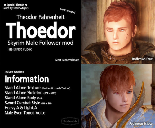 Theodor Fahrenheit Featherstich Skyrim Male FollowerFile is not changed 180706ver. (but, removed bla