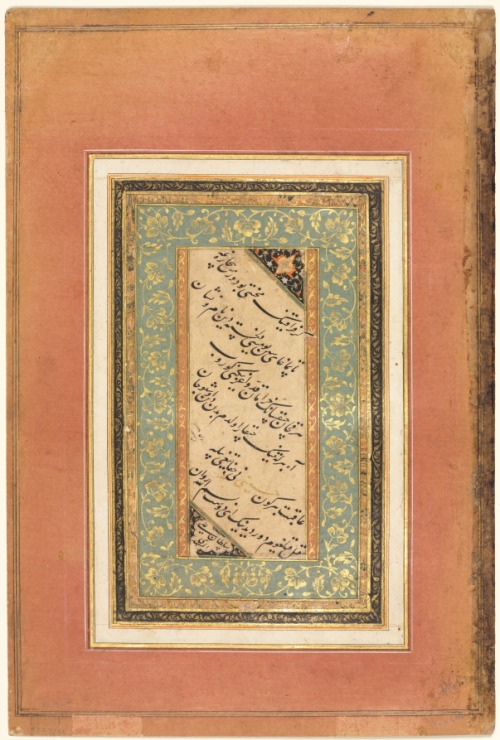 cma-islamic-art:Persian Couplets (Verso Single Page with Calligraphy and Illumination (Persian Verse