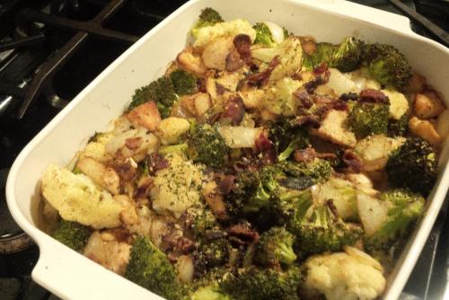 Paleo Creamy Baked Chicken with Broccoli and Cauliflower. This easy recipe also contains onion, garl