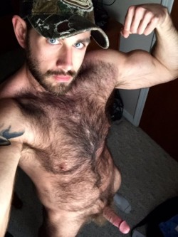 sevenbysixlove:  OH FUCK  YES - He’s what really turns me on - handsome guy, sexy eyes, very furry fit body and a big THICK cock with nice mushroom head - WOOF!