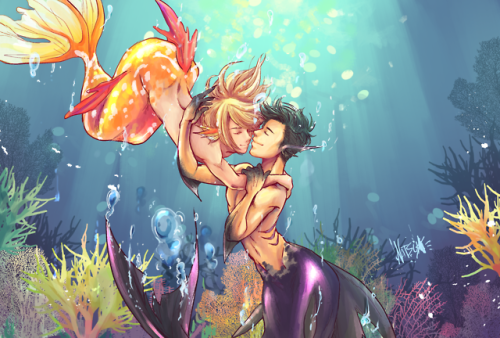 natsubu-art:I didn’t have any time to even think about starting mermay but I had this idea lingering in my head since longtime I had to let it out…. glugluglu