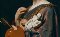 caravaggista:  Frans van Mieris the Elder, Pictura (Allegory of Painting), detail (1661). The Getty. 