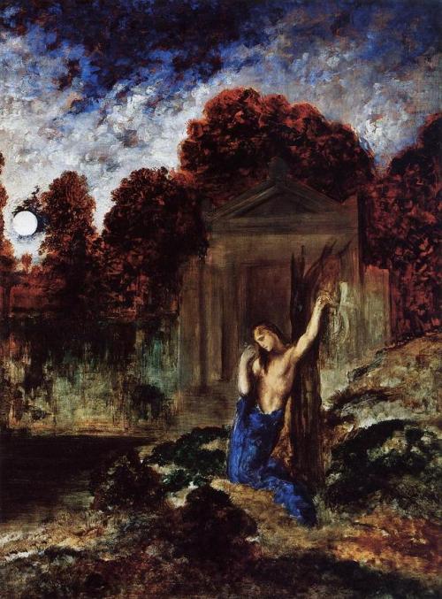 Gustave Moreau — Orpheus at the Tomb of Eurydice, 1891.  Painting: oil on canvas. Musée National Gu