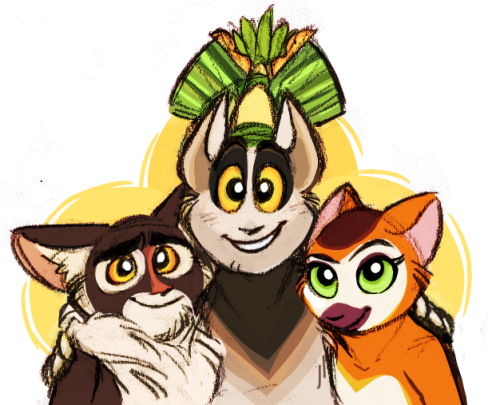 lemurblog:  julien and his crew (tougher than you) who love each other and are going to spend the rest of their lives together!!I drew a bunch of cuddly lemurs after the finale news, and then I realized this one could be the cover of my fanmix for them!!