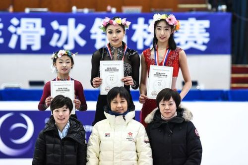 2018 CHINESE NATIONAL CHAMPIONSHIPS MEDALISTS Pairs: 1. Peng Cheng/Jin Yang 211.51 2. Wang Xuehan/Wa