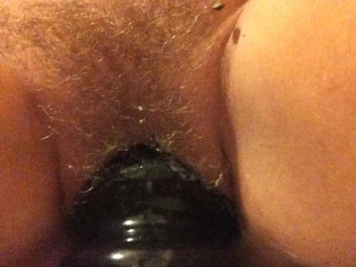 slutpiggy:  The reason I feel tight today… This was last night. That friij bottle used to be such a challenge and I’d only keep it in about 5 mins. Last night I took it in seconds after 15 mins riding the black plug, and then took it base first and