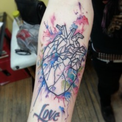 fuckyeahtattoos:  Watercolor Heart by Cameron