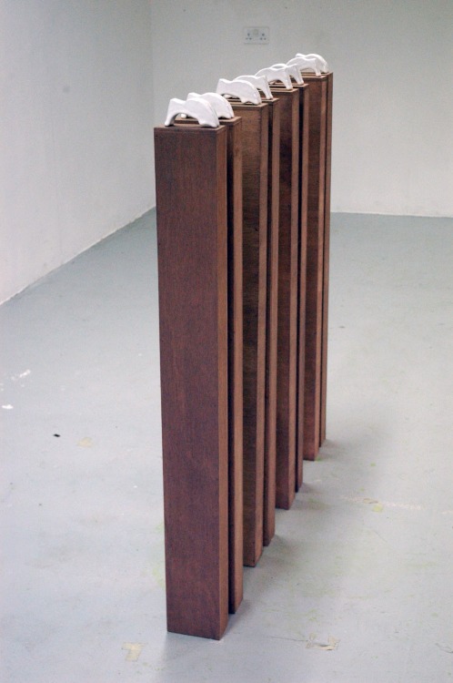 susiepentelow:  Untitled (Remnants of a Ritual), 2013. Glazed porcelain, plywood; 120 x 140 x 14 cm.  
