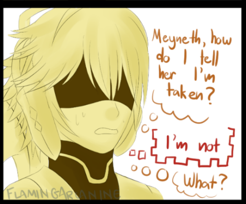 flamingarcanine:   xeno fandom pls kick my ass into space  there’s some nice kos mos and fiora art and then i thought, “what if kos mos tried to hit on fiora and meyneth tried hitting on kos mos ayyyyyyy” and thus this was born 