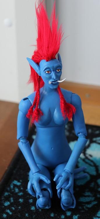 Here’s the finished troll BJD. Will get on making clothes at some point. Feat. my dog and a flash pi