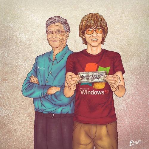 tastefullyoffensive:  “Me and My Other Me” by Fulvio ObregonRelated: If Cartoon Characters Got Old 