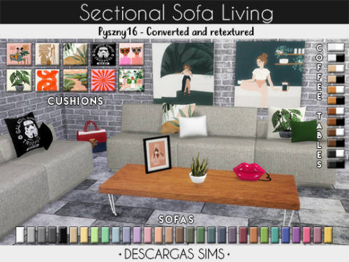 Sectional Sofa Living-Meshes by pyszny16 - Converted and retextured-4 items:▪ Sofa 01 (30 swatches)▪