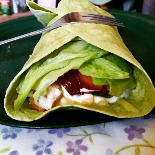 Porn Pics Sweet chilli chicken on a spinach wrap. #cleaneating