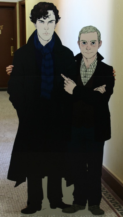 bakerstreetbabes:  BID TO WIN this one of two extremely rare limited edition BBC Sherlock and John stand-ups by the legendary Reapersun!  There are two in the world, and one can live in your home! The Daintiest Thing Under a Bonnet Charity Ball is nearly