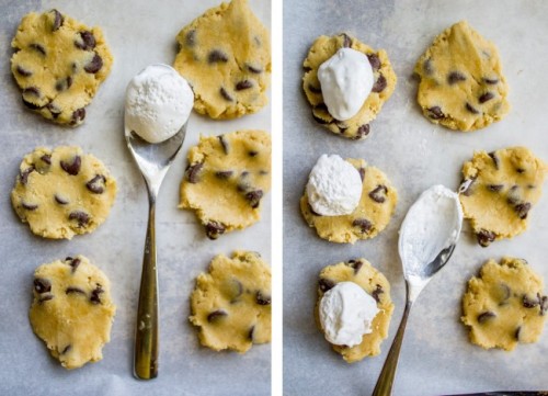 sweetoothgirl:Marshmallow Creme Stuffed Chocolate Chip Cookies