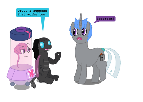 adurot:ask-four-inept-guardponies:  That empty skull does look like a perfect icecream container.  It would make a great candy dish for Nightmare Night.  X3!