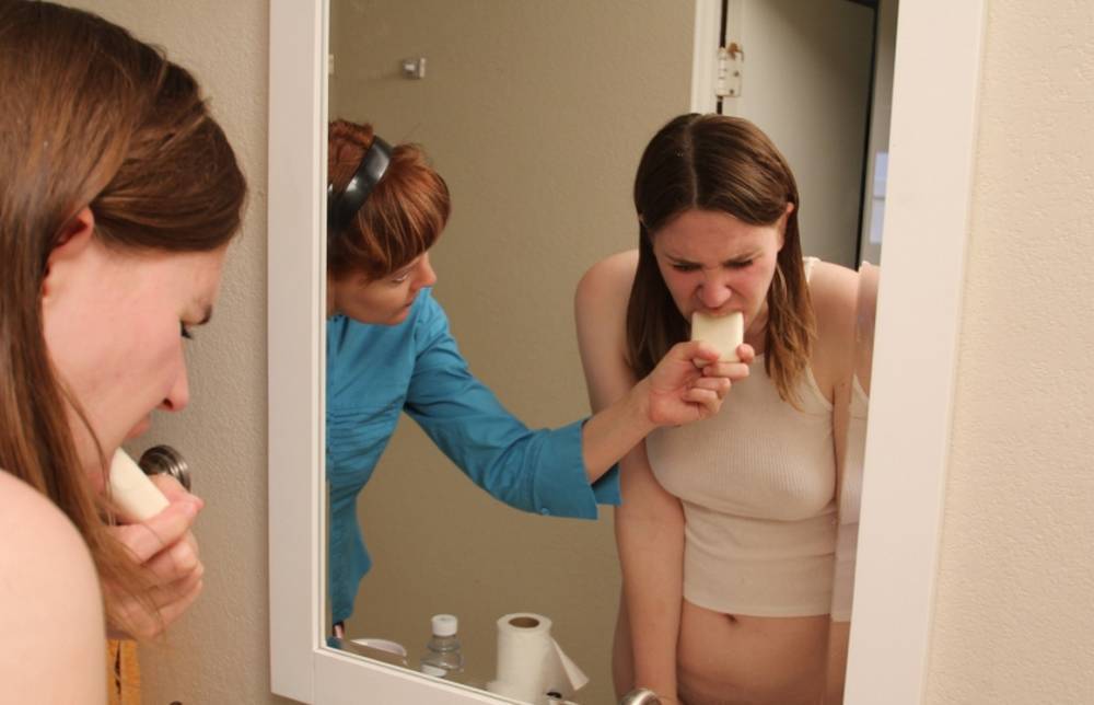 From my first www.girlspanksgirl.com shoot, also, one of only two on camera mouth-soapings