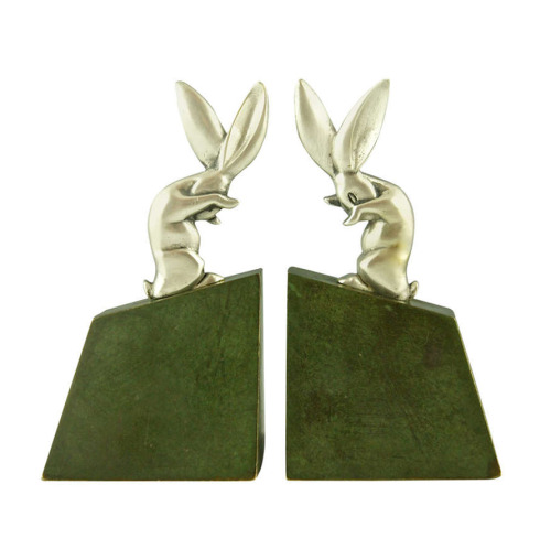 Henri Rischmann, rabbit bookends, 1925. Bronze. Source