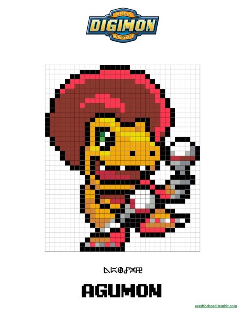 Digimon:  AgumonDigimon is owned by Saban, Toei Animation, and Bandai.Find more Digimon perler bead 