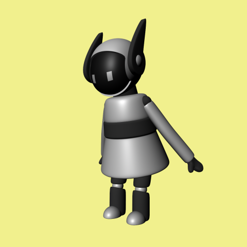 projectbot13:  celadonlonghorn:  I’ve been working on a model of projectbot13 for a while now, and I finally finished it! Her joints all work and she can move her “ears”, too! :D(The gif doesn’t seem to want to work so here it is)  Time comes