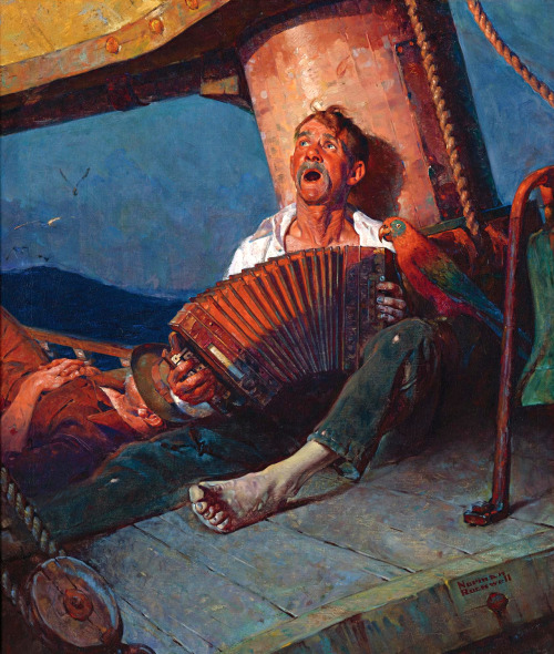 Home Sweet Home, or Man on Ship With AccordionNorman Rockwell Oil on Canvas, 76 x 66 cm1923, commiss