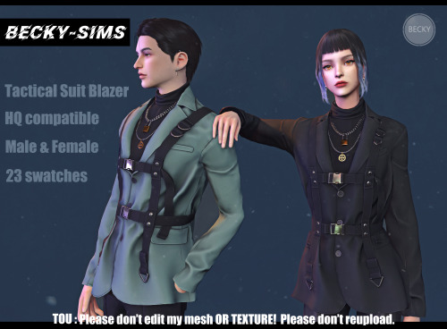 becky-sims: Tactical Suit Blazer（male+female top）Creator:Becky Sims4  模拟人生4 TOP 上衣Download【下载】