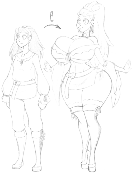 torofeik:  kentayuki:  Imagine two mundane farm girls that come into magical lipstick that gives them a body they can go have fun in the nearby town with, simple enough. Here is her friend made by DrakDoodles, we haven’t named them yet.   damn! that