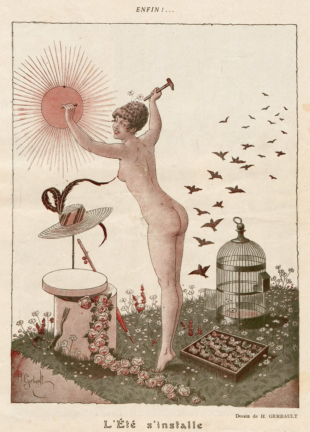 Henri Gerbault (1863-1930), ‘L'été s'installe’ (Summer settles), “Fantasio”, July 15, 1916
Source