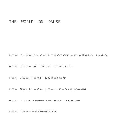 Hello everyone! Been a while. I started making music. My first album, THE WORLD ON PAUSE, is availab