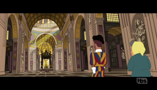 The Vatican, in American Dad, Father’s Daze, S13E01, 2016 (feat. Seth MacFarlane, Wendy Schaal